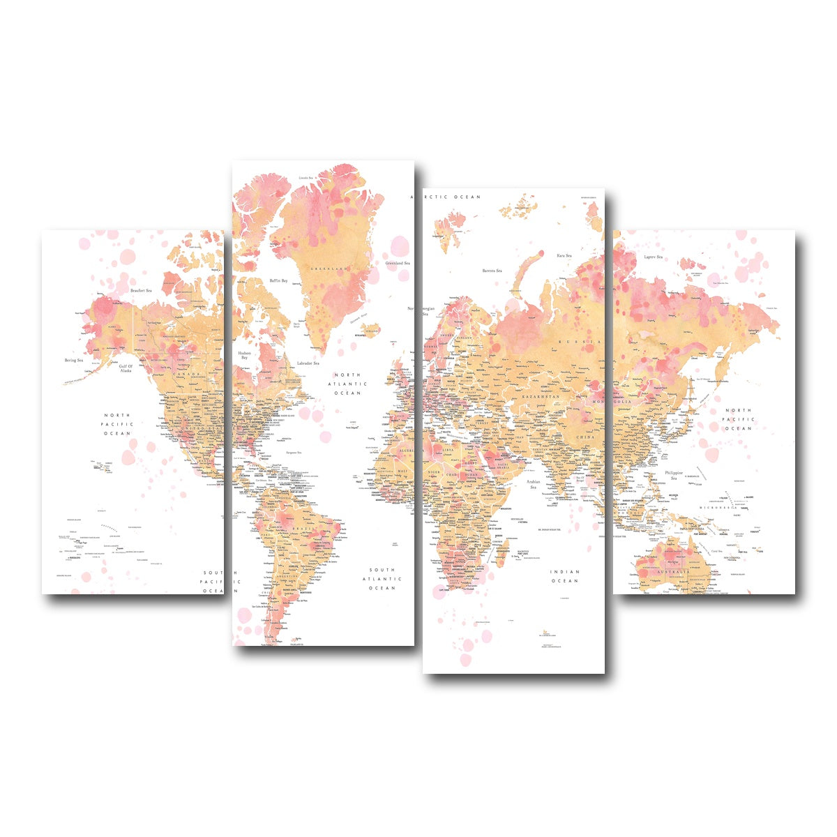 AUTO-MOCKUP WHITE | World Map 47 | 4 Piece | Gallery Wrap Canvas | group=4_short