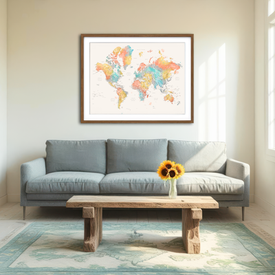 AUTO-MOCKUP ROOM | World Map 48 Wall Art