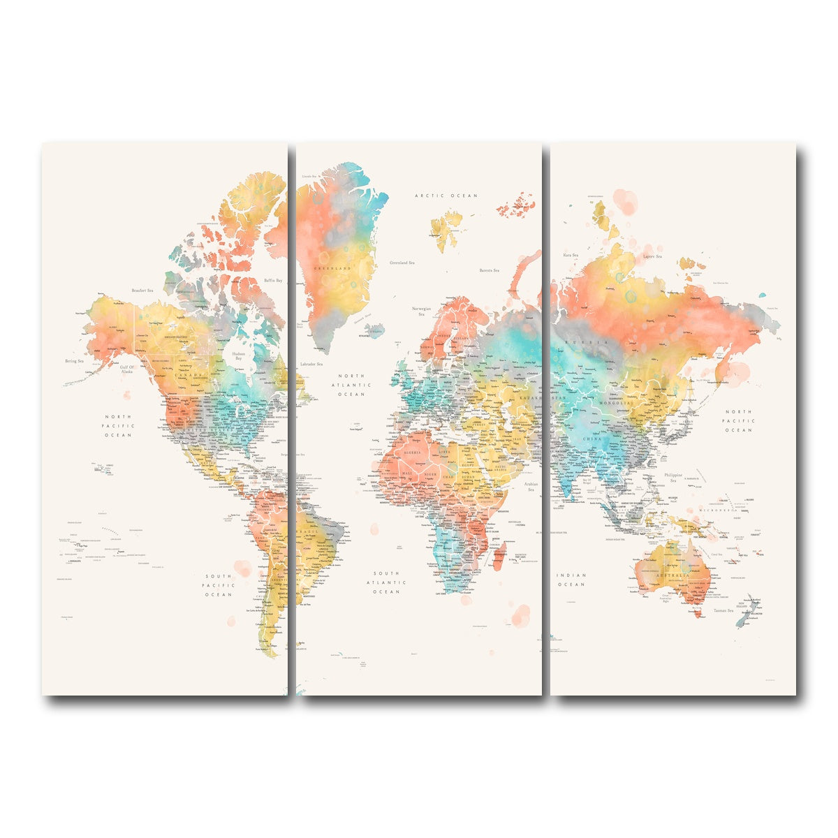 AUTO-MOCKUP WHITE | World Map 48 | 3 Piece | Gallery Wrap Canvas | group=8x18