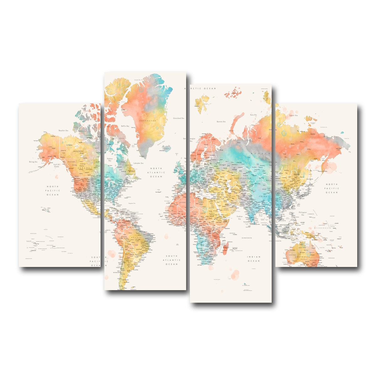 AUTO-MOCKUP WHITE | World Map 48 | 4 Piece | Gallery Wrap Canvas | group=4_short