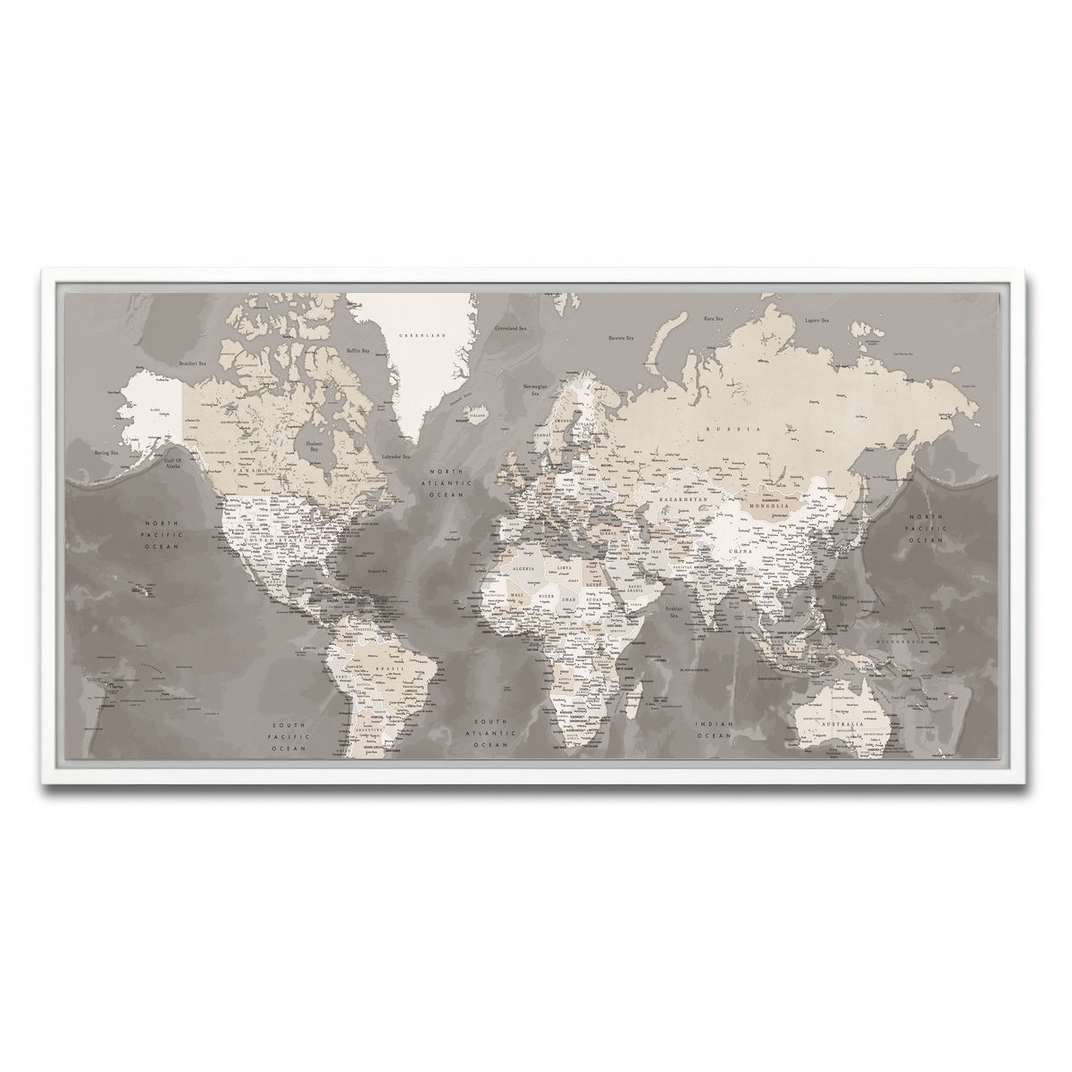 AUTO-MOCKUP WHITE | World Map 49 | 1 Piece | White Framed Canvas | group=2x1