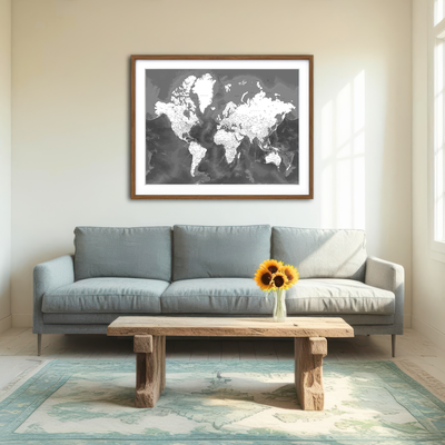 AUTO-MOCKUP ROOM | World Map 50 Wall Art