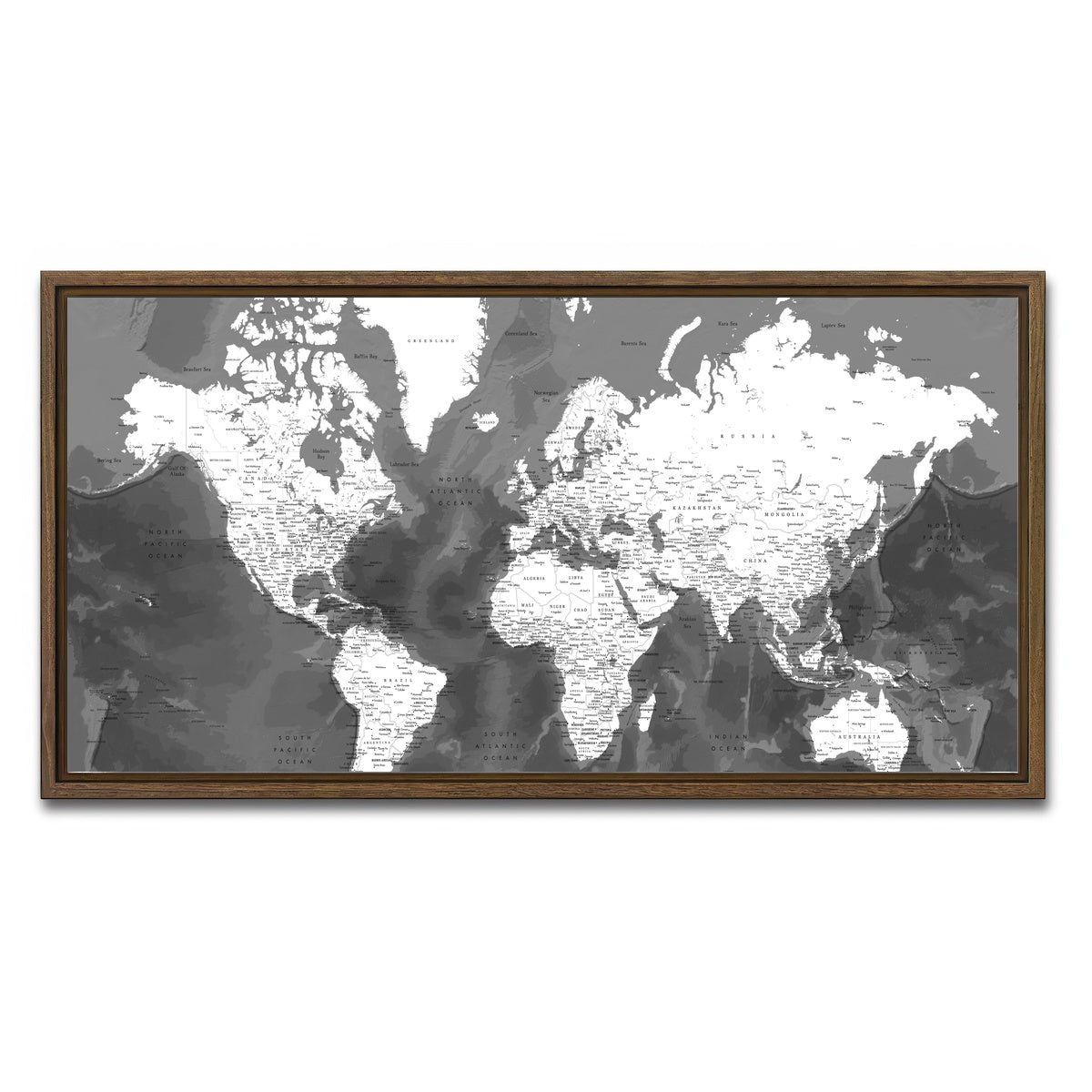 AUTO-MOCKUP WHITE | World Map 50 | 1 Piece | Walnut Framed Canvas | group=2x1