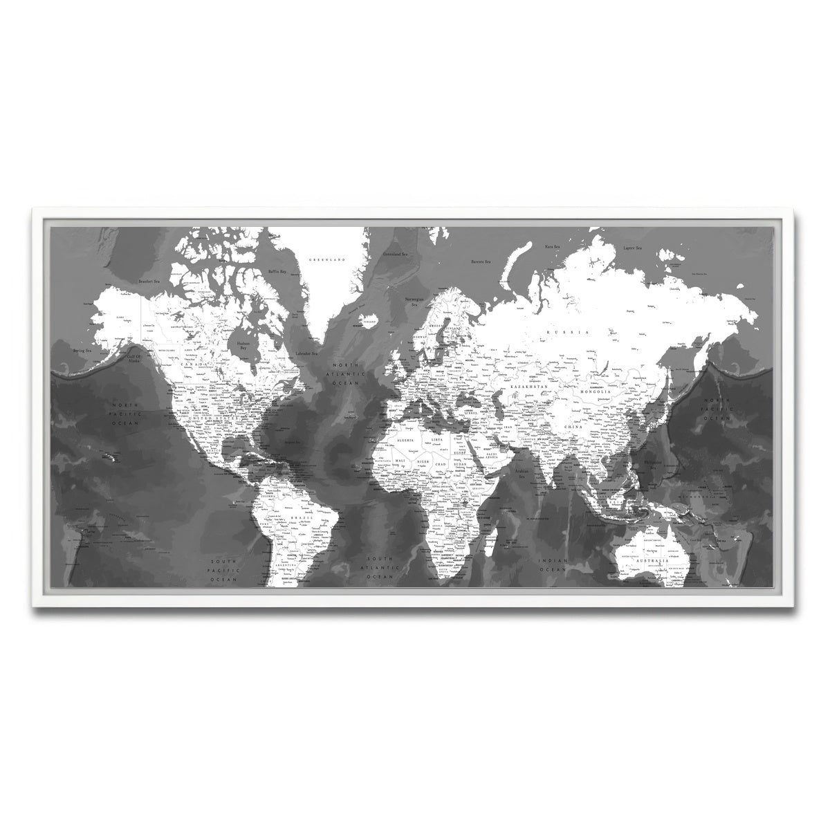 AUTO-MOCKUP WHITE | World Map 50 | 1 Piece | White Framed Canvas | group=2x1