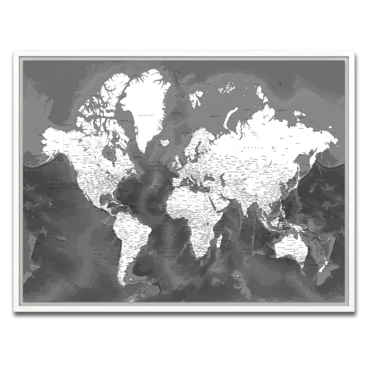 AUTO-MOCKUP WHITE | World Map 50 | 1 Piece | White Framed Canvas | group=4x3