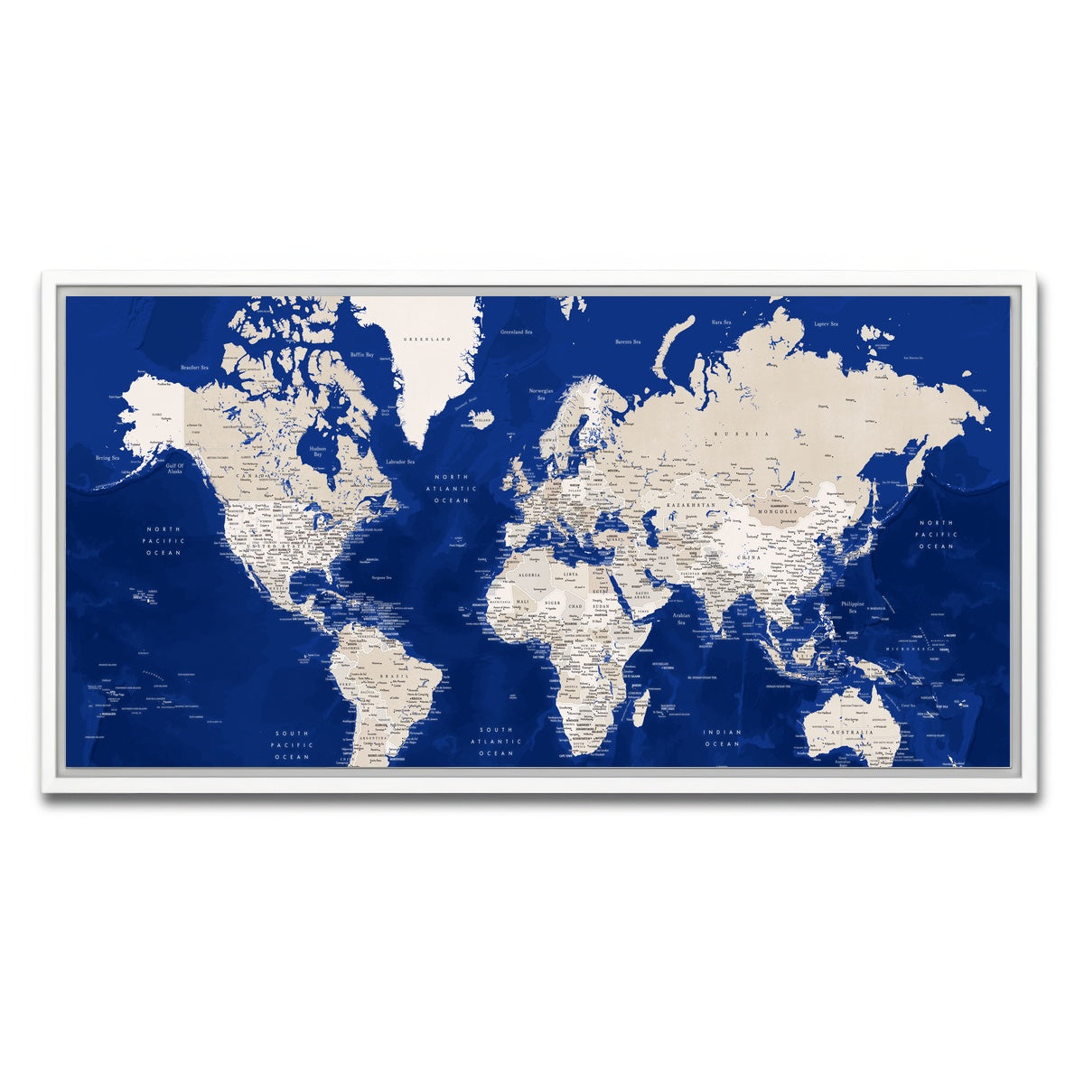 AUTO-MOCKUP WHITE | World Map 51 | 1 Piece | White Framed Canvas | group=2x1