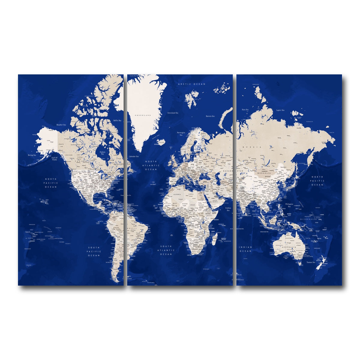 AUTO-MOCKUP WHITE | World Map 51 | 3 Piece | Gallery Wrap Canvas | group=12x24