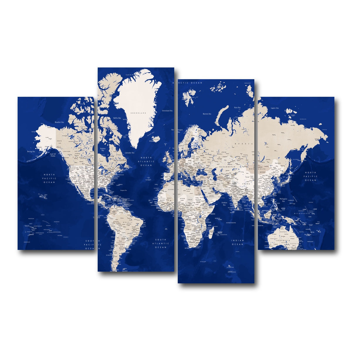 AUTO-MOCKUP WHITE | World Map 51 | 4 Piece | Gallery Wrap Canvas | group=4_short