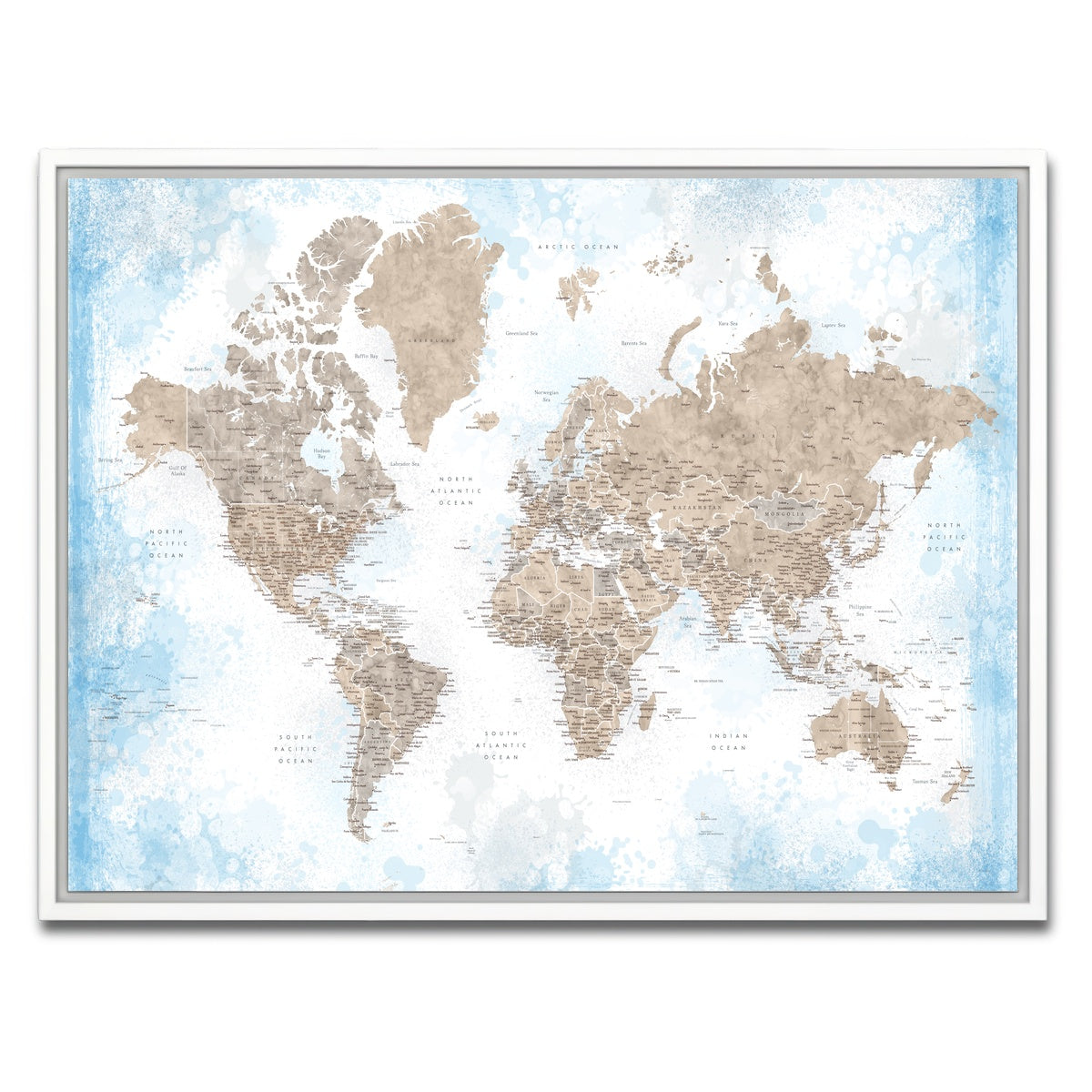 AUTO-MOCKUP WHITE | World Map 52 | 1 Piece | White Framed Canvas | group=4x3