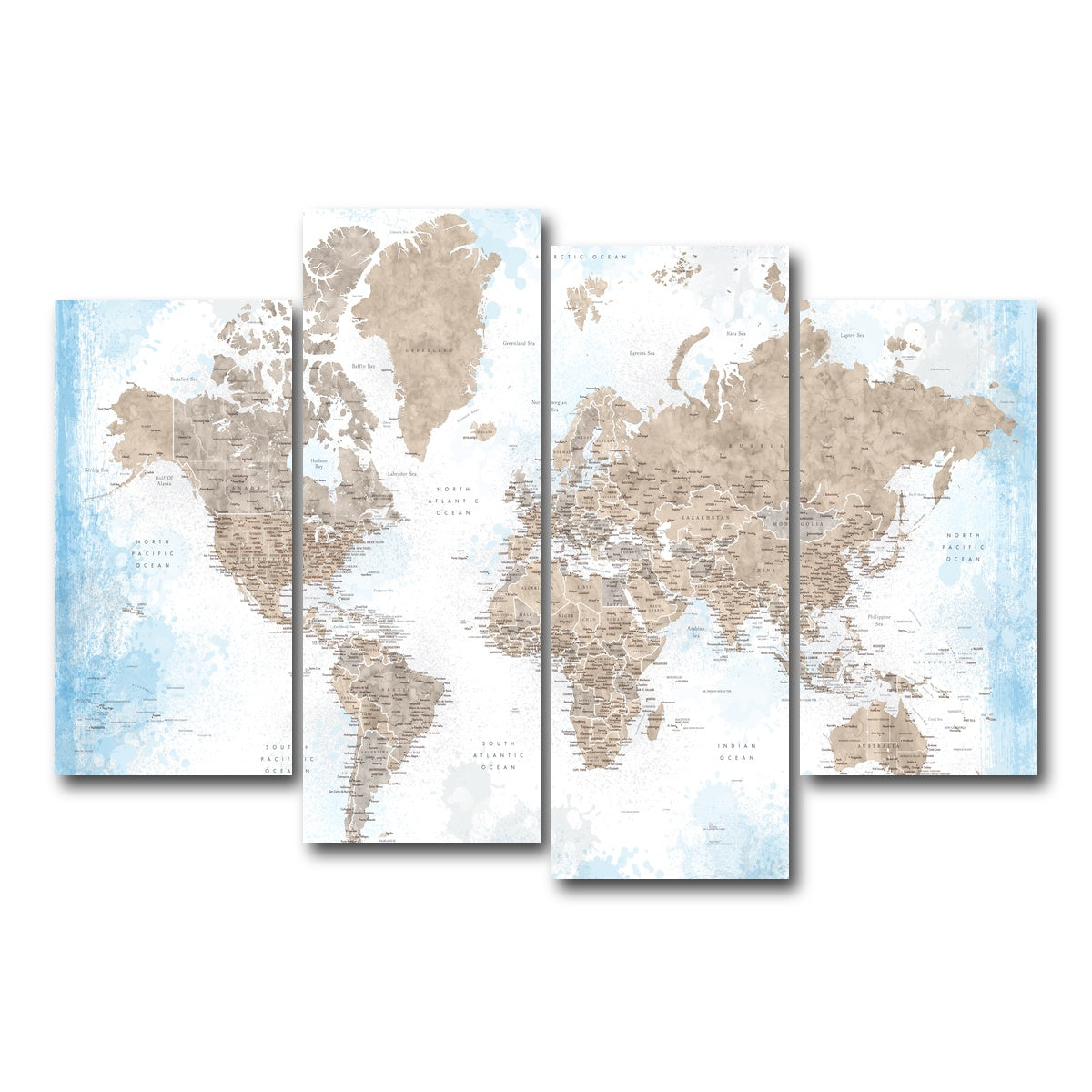 AUTO-MOCKUP WHITE | World Map 52 | 4 Piece | Gallery Wrap Canvas | group=4_short