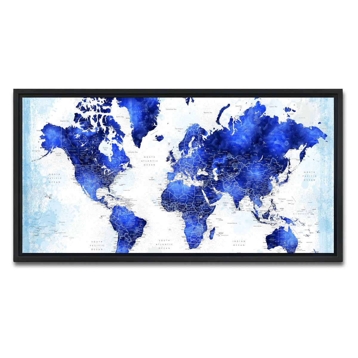 AUTO-MOCKUP WHITE | World Map 53 | 1 Piece | Black Framed Canvas | group=2x1