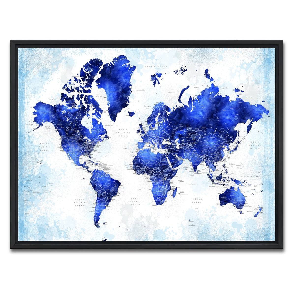 AUTO-MOCKUP WHITE | World Map 53 | 1 Piece | Black Framed Canvas | group=4x3