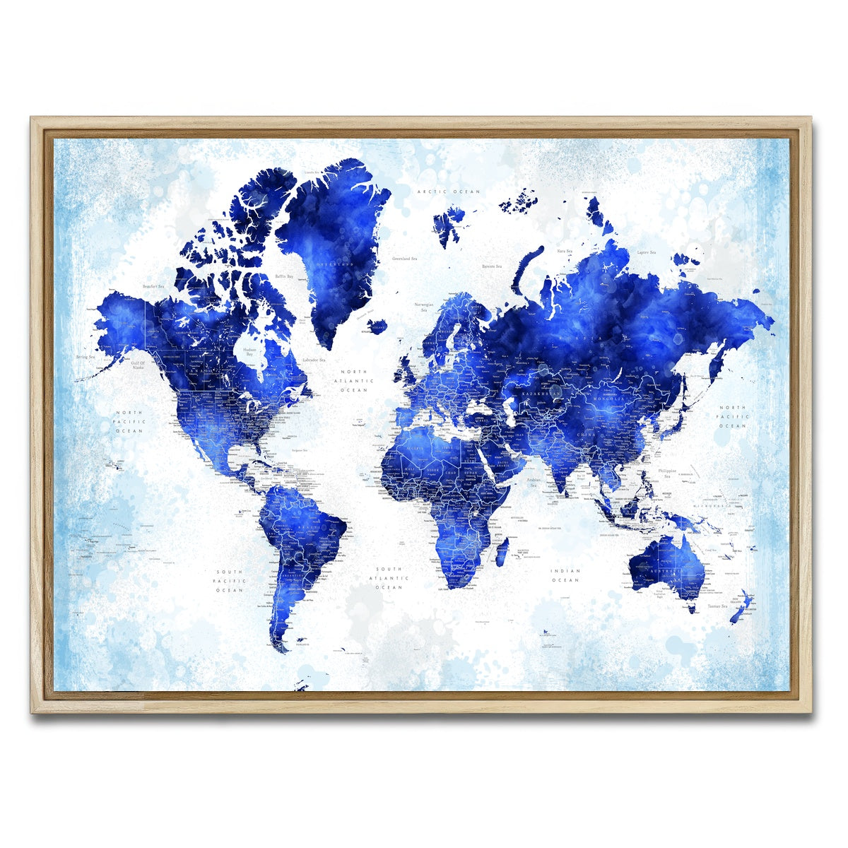 AUTO-MOCKUP WHITE | World Map 53 | 1 Piece | Natural Framed Canvas | group=4x3