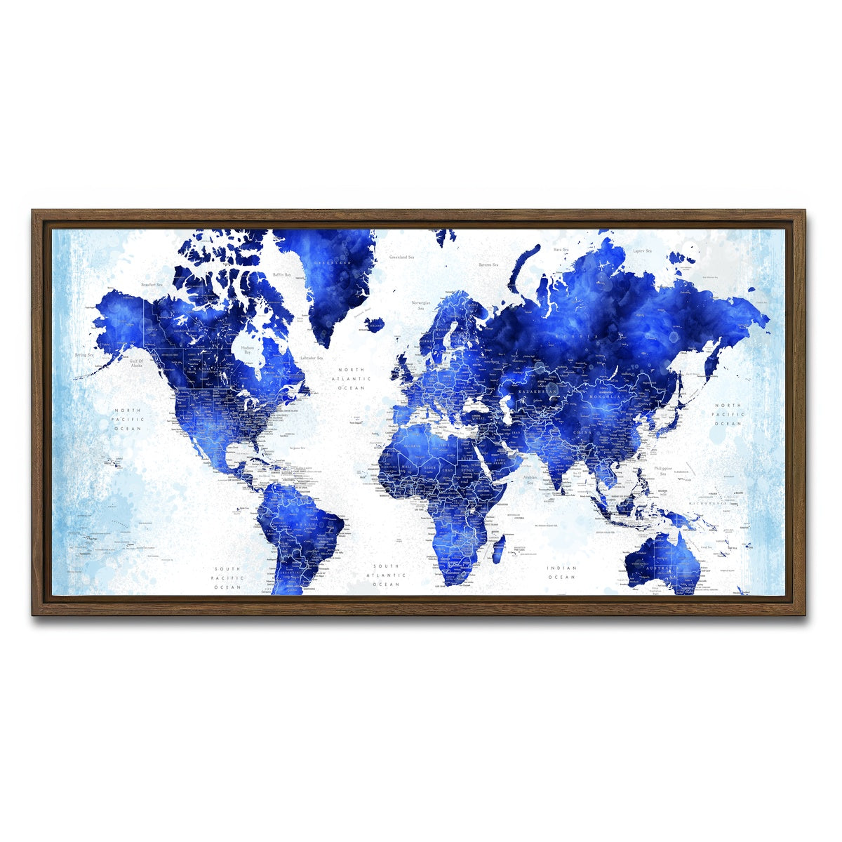 AUTO-MOCKUP WHITE | World Map 53 | 1 Piece | Walnut Framed Canvas | group=2x1