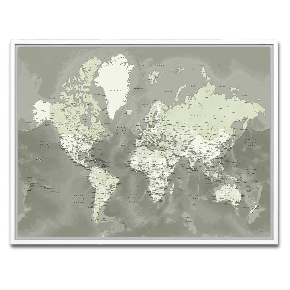 AUTO-MOCKUP WHITE | World Map 55 | 1 Piece | White Framed Canvas | group=4x3