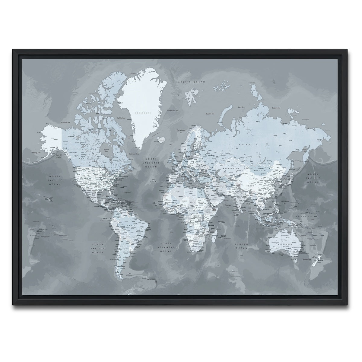 AUTO-MOCKUP WHITE | World Map 56 | 1 Piece | Black Framed Canvas | group=4x3