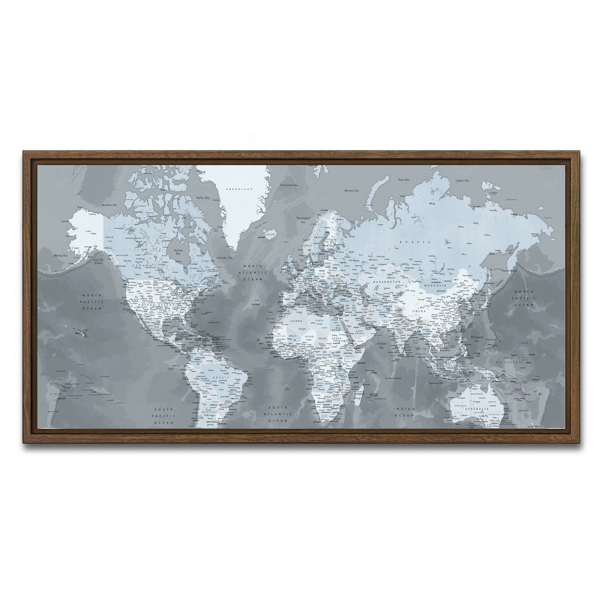 AUTO-MOCKUP WHITE | World Map 56 | 1 Piece | Walnut Framed Canvas | group=2x1