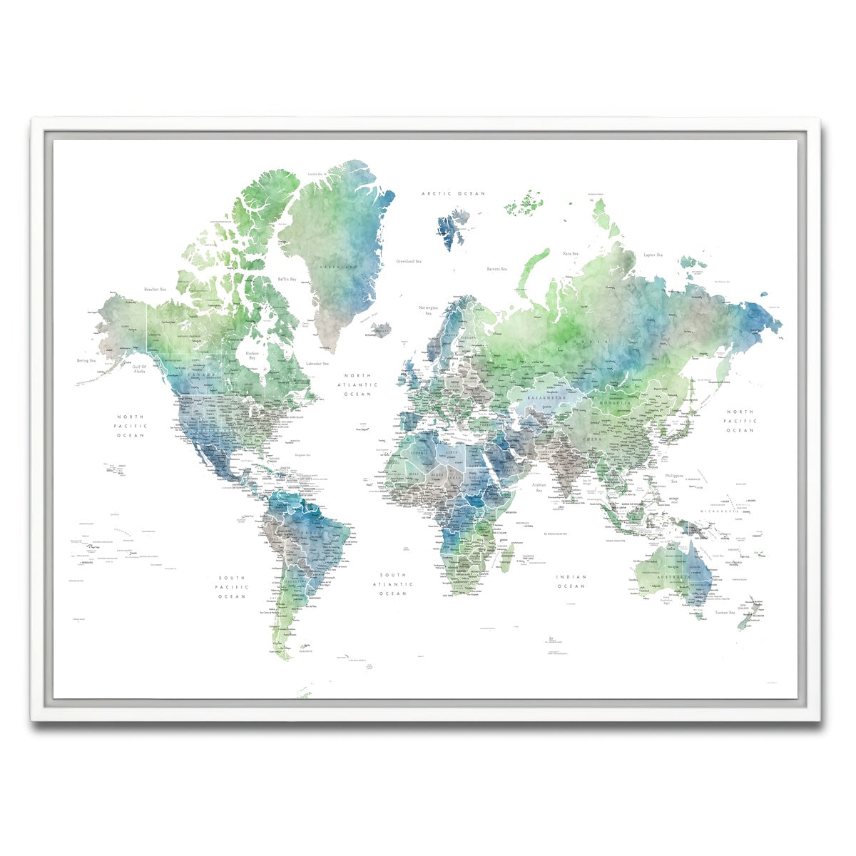 AUTO-MOCKUP WHITE | World Map 57 | 1 Piece | White Framed Canvas | group=4x3