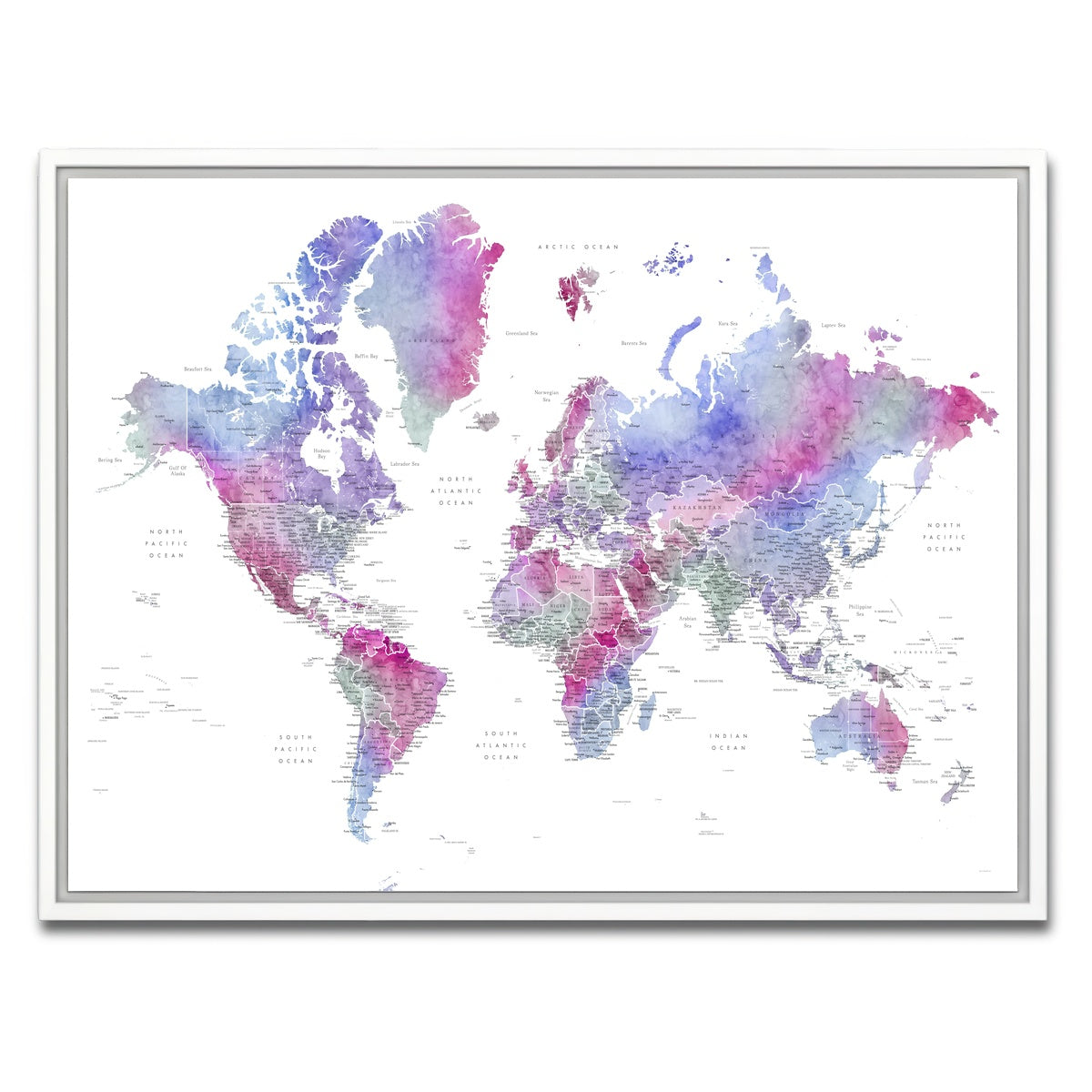 AUTO-MOCKUP WHITE | World Map 58 | 1 Piece | White Framed Canvas | group=4x3