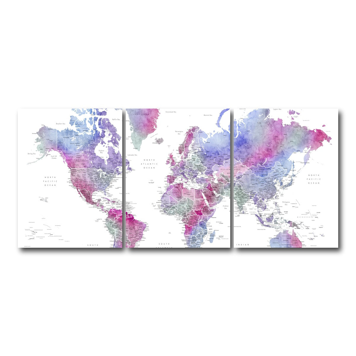 AUTO-MOCKUP WHITE | World Map 58 | 3 Piece | Gallery Wrap Canvas | group=18x24