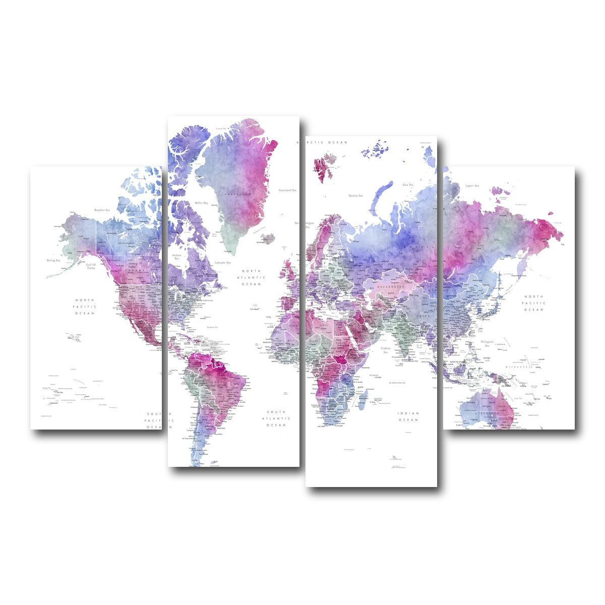 AUTO-MOCKUP WHITE | World Map 58 | 4 Piece | Gallery Wrap Canvas | group=4_short