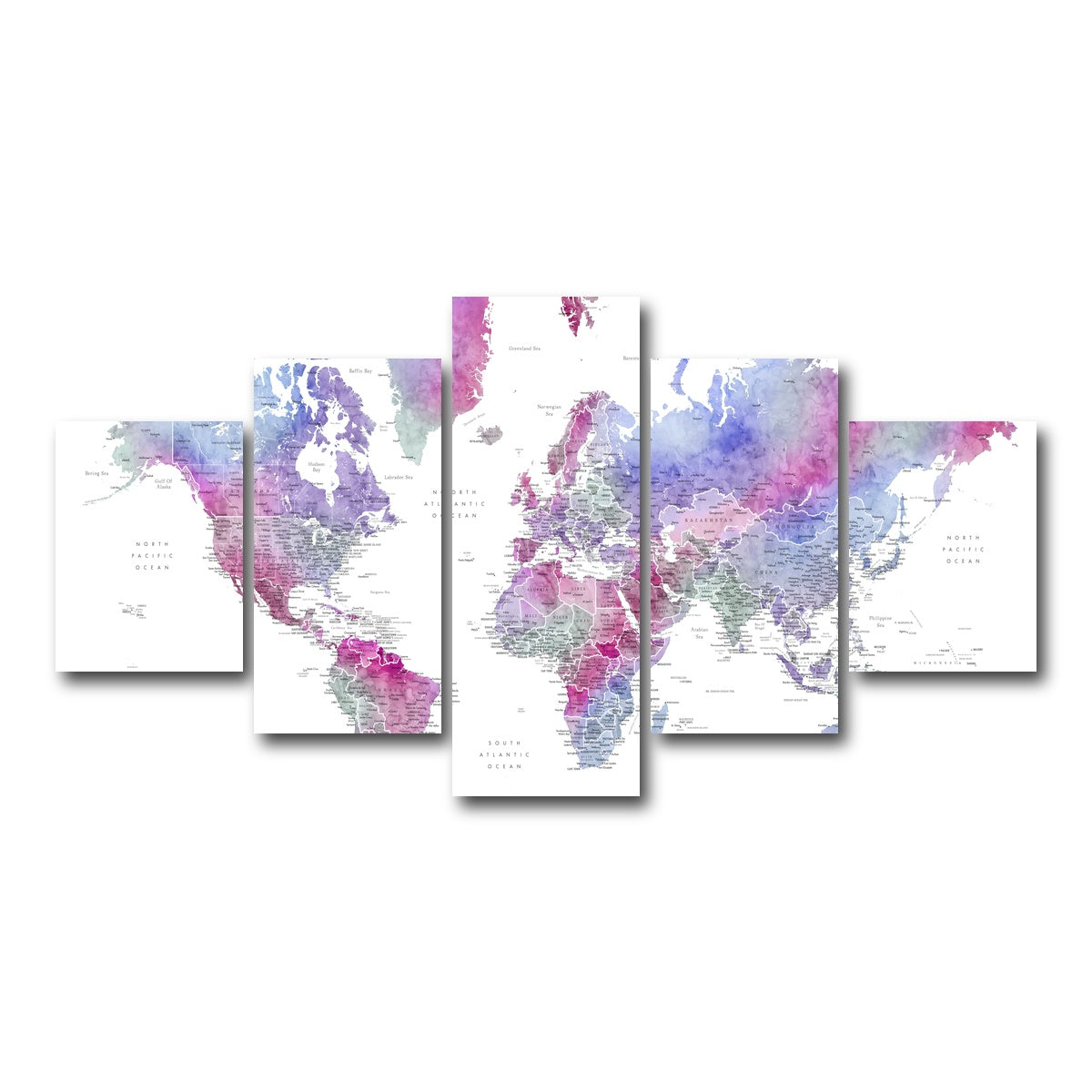 AUTO-MOCKUP WHITE | World Map 58 | 5 Piece | Gallery Wrap Canvas | group=5_short