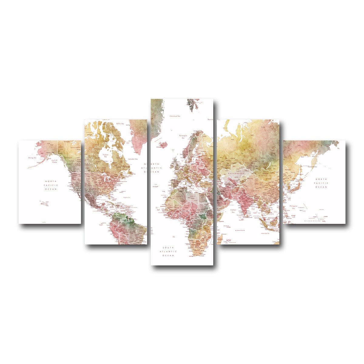 AUTO-MOCKUP WHITE | World Map 59 | 5 Piece | Gallery Wrap Canvas | group=5_short