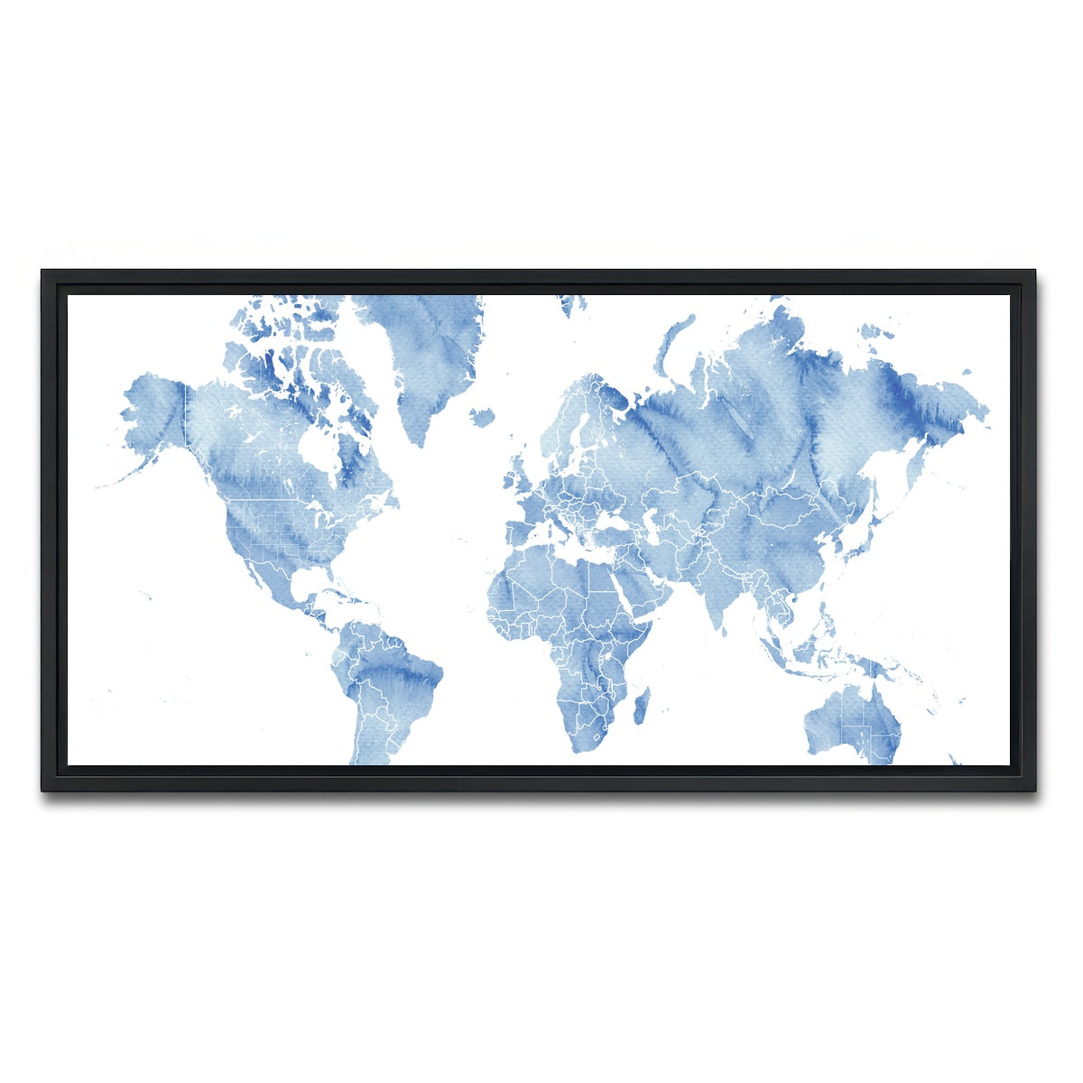 AUTO-MOCKUP WHITE | World Map 5 | 1 Piece | Black Framed Canvas | group=2x1