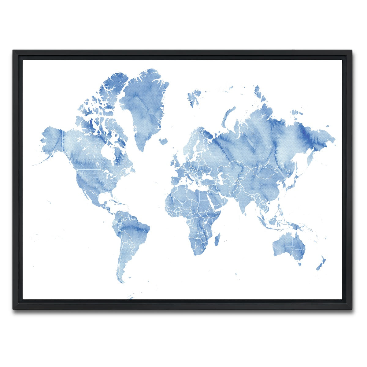 AUTO-MOCKUP WHITE | World Map 5 | 1 Piece | Black Framed Canvas | group=4x3