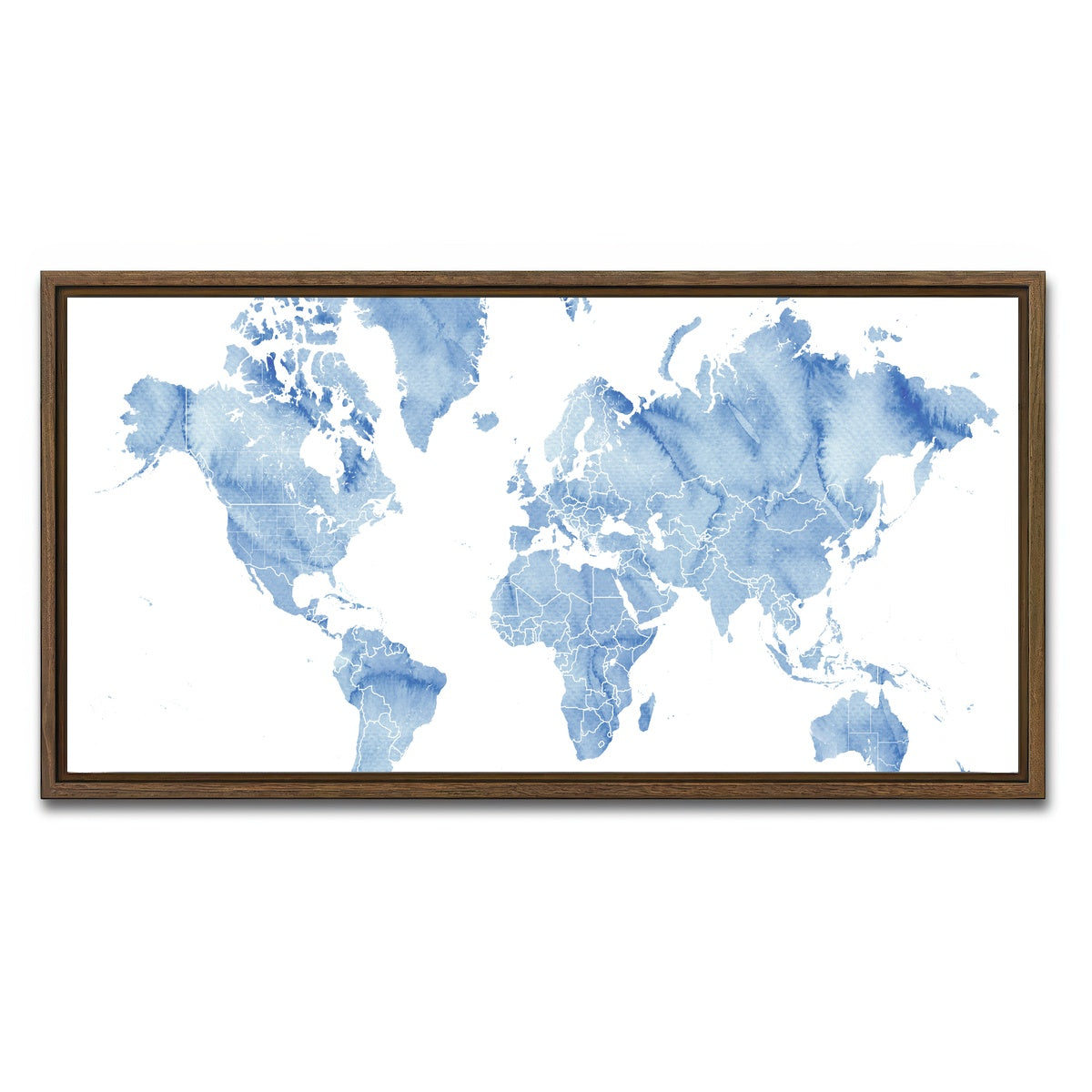 AUTO-MOCKUP WHITE | World Map 5 | 1 Piece | Walnut Framed Canvas | group=2x1