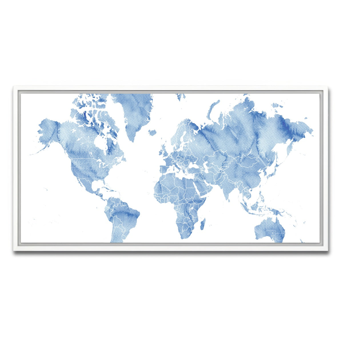 AUTO-MOCKUP WHITE | World Map 5 | 1 Piece | White Framed Canvas | group=2x1