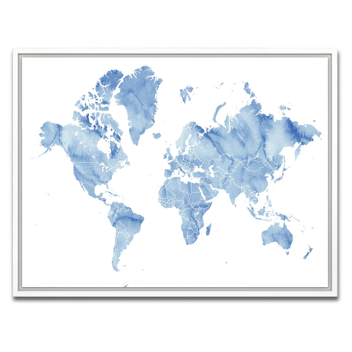 AUTO-MOCKUP WHITE | World Map 5 | 1 Piece | White Framed Canvas | group=4x3