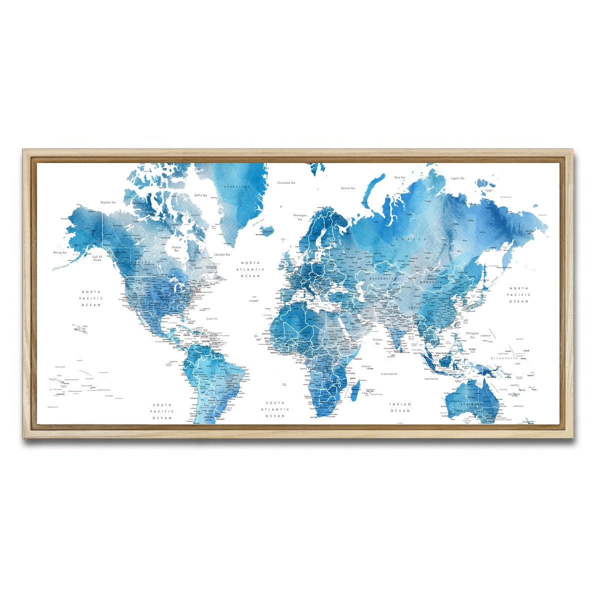 AUTO-MOCKUP WHITE | World Map 6 | 1 Piece | Natural Framed Canvas | group=2x1