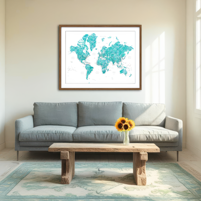 AUTO-MOCKUP ROOM | World Map 7 Wall Art