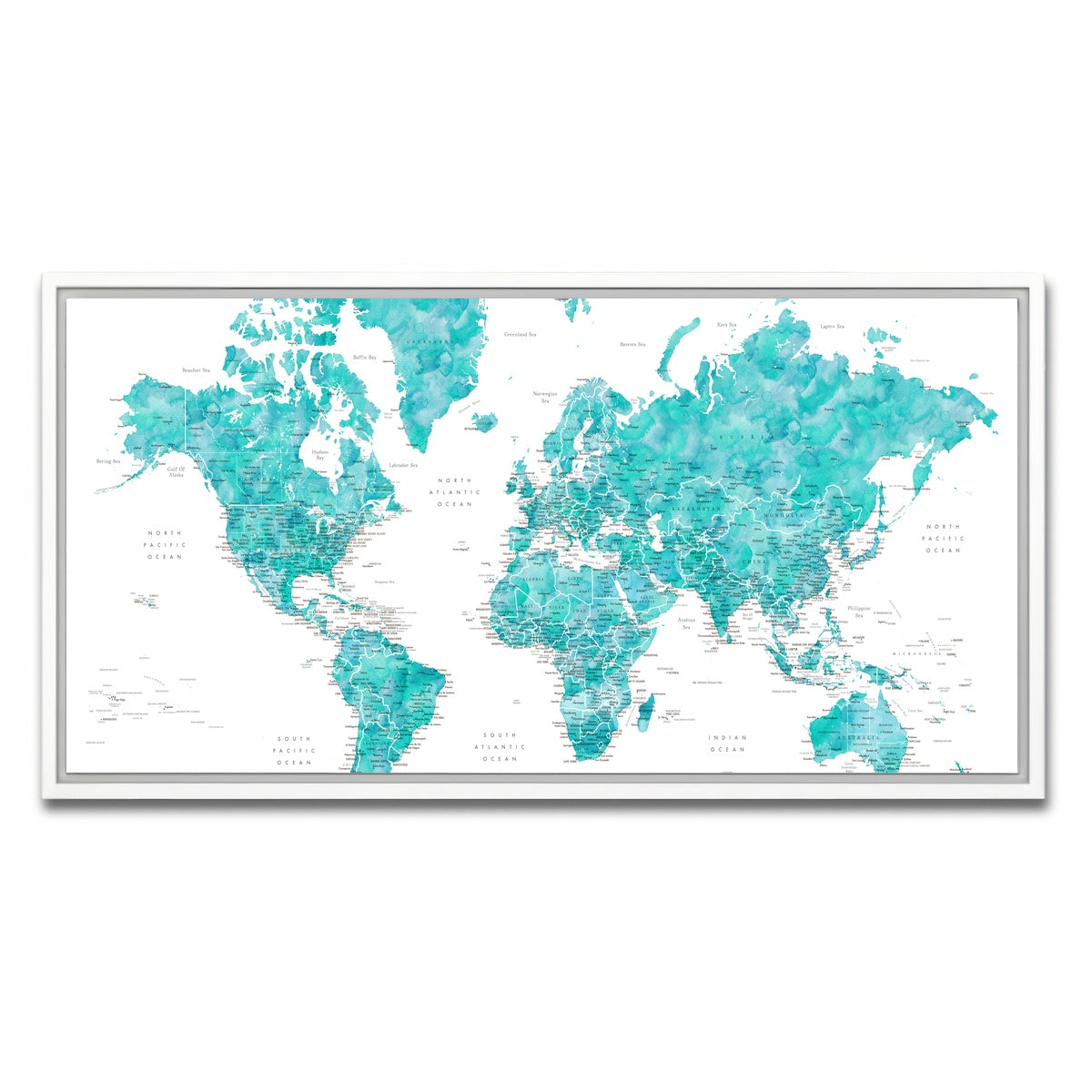 AUTO-MOCKUP WHITE | World Map 7 | 1 Piece | White Framed Canvas | group=2x1