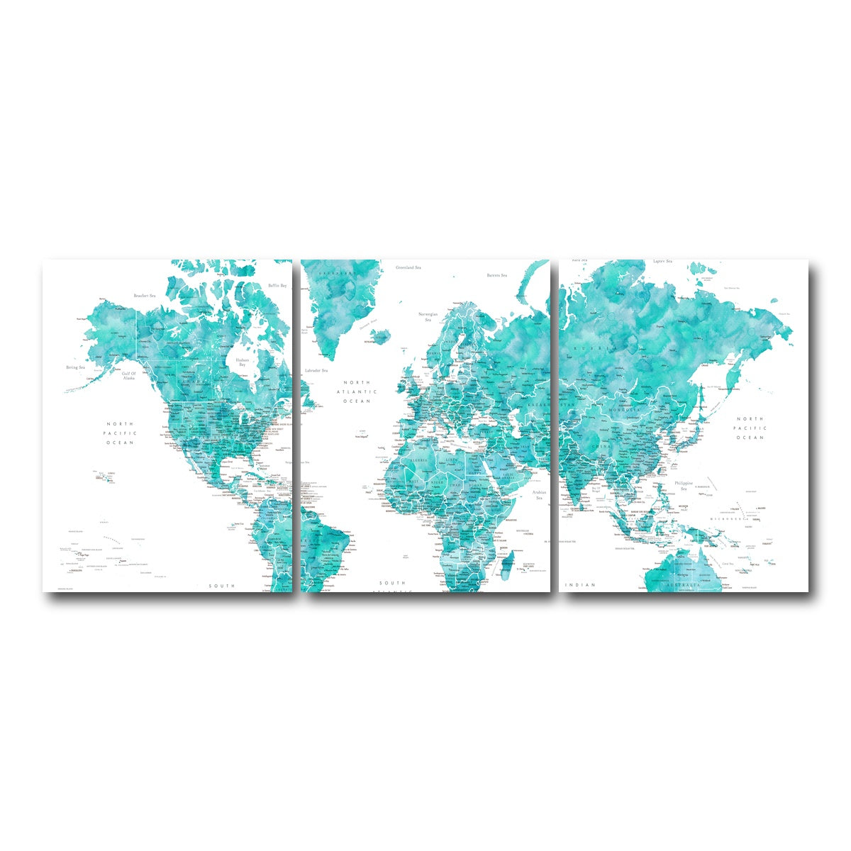 AUTO-MOCKUP WHITE | World Map 7 | 3 Piece | Gallery Wrap Canvas | group=18x24