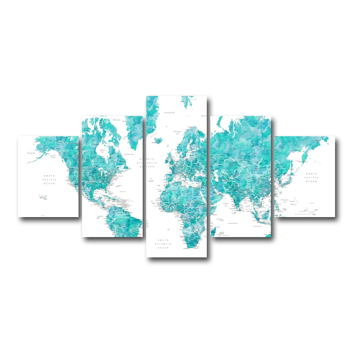 AUTO-MOCKUP WHITE | World Map 7 | 5 Piece | Gallery Wrap Canvas | group=5_short