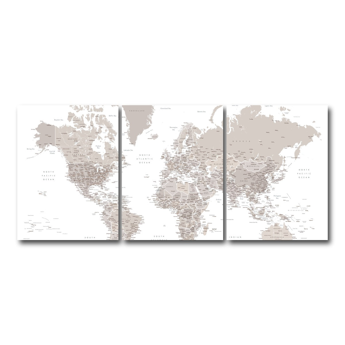 AUTO-MOCKUP WHITE | World Map 8 | 3 Piece | Gallery Wrap Canvas | group=18x24