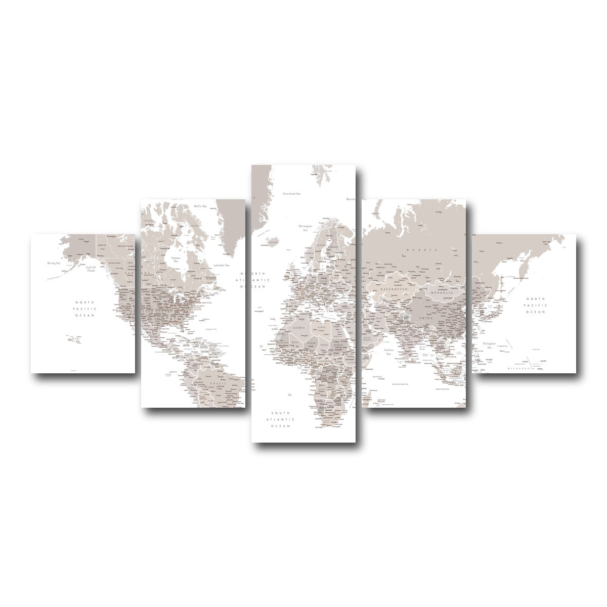 AUTO-MOCKUP WHITE | World Map 8 | 5 Piece | Gallery Wrap Canvas | group=5_short