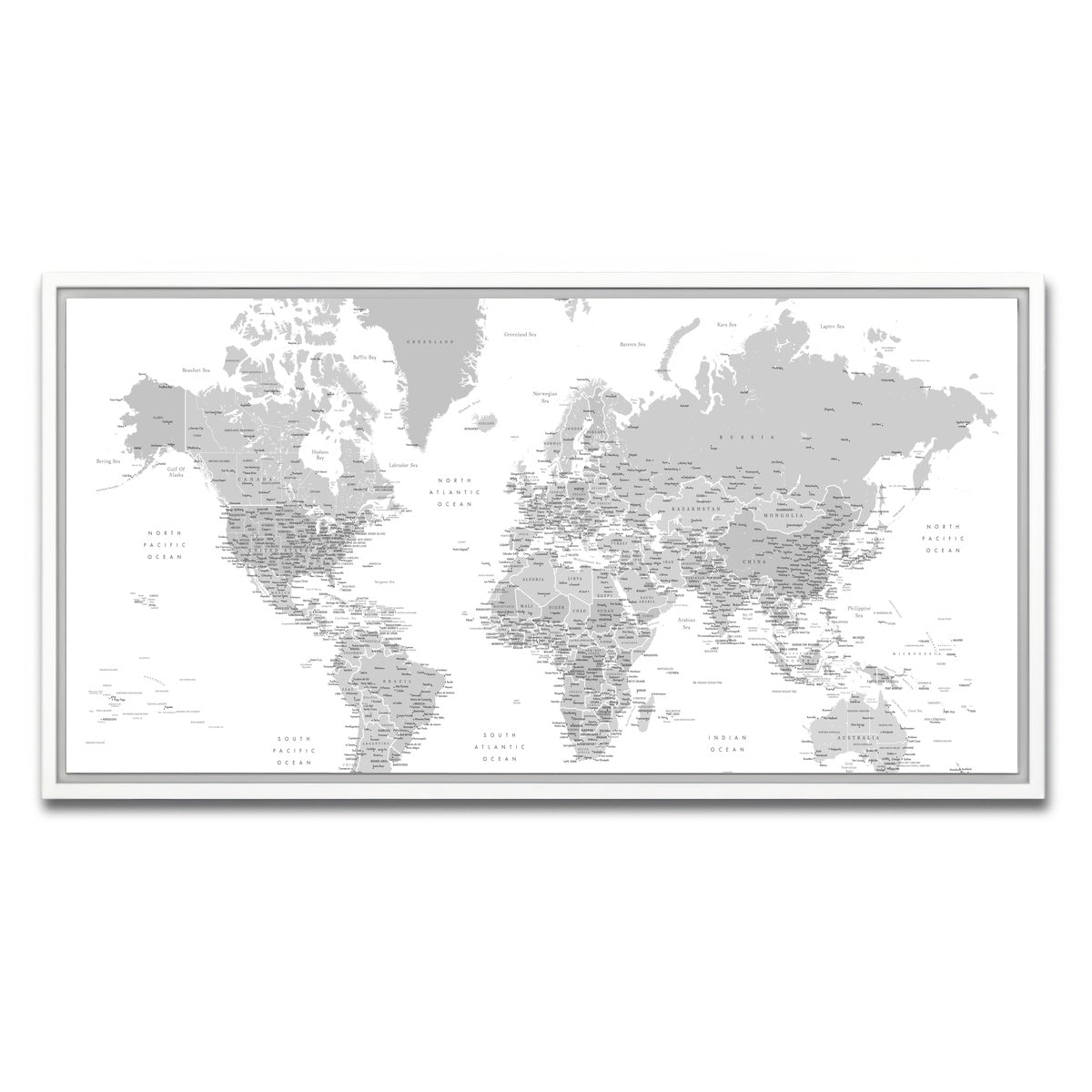 AUTO-MOCKUP WHITE | World Map 9 | 1 Piece | White Framed Canvas | group=2x1