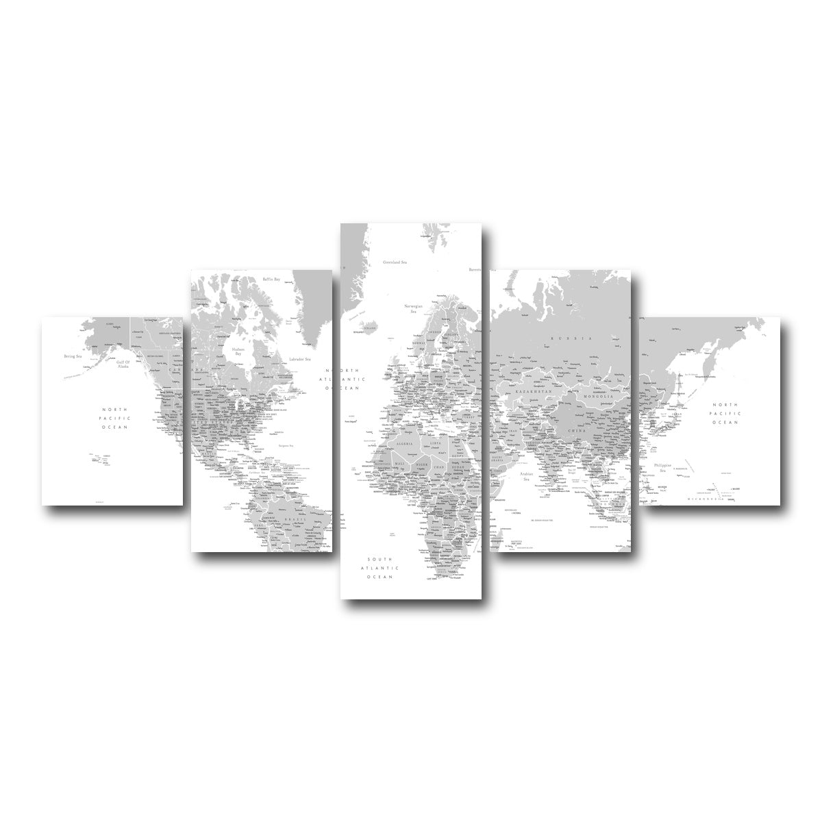 AUTO-MOCKUP WHITE | World Map 9 | 5 Piece | Gallery Wrap Canvas | group=5_short