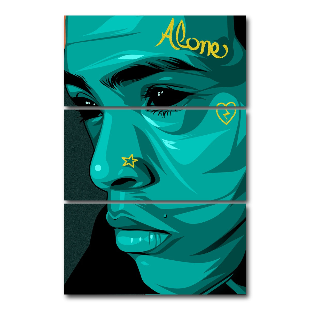 AUTO-MOCKUP WHITE | XXXTentacion Landscape | 3 Piece | Gallery Wrap Canvas | group=12x24_stacked