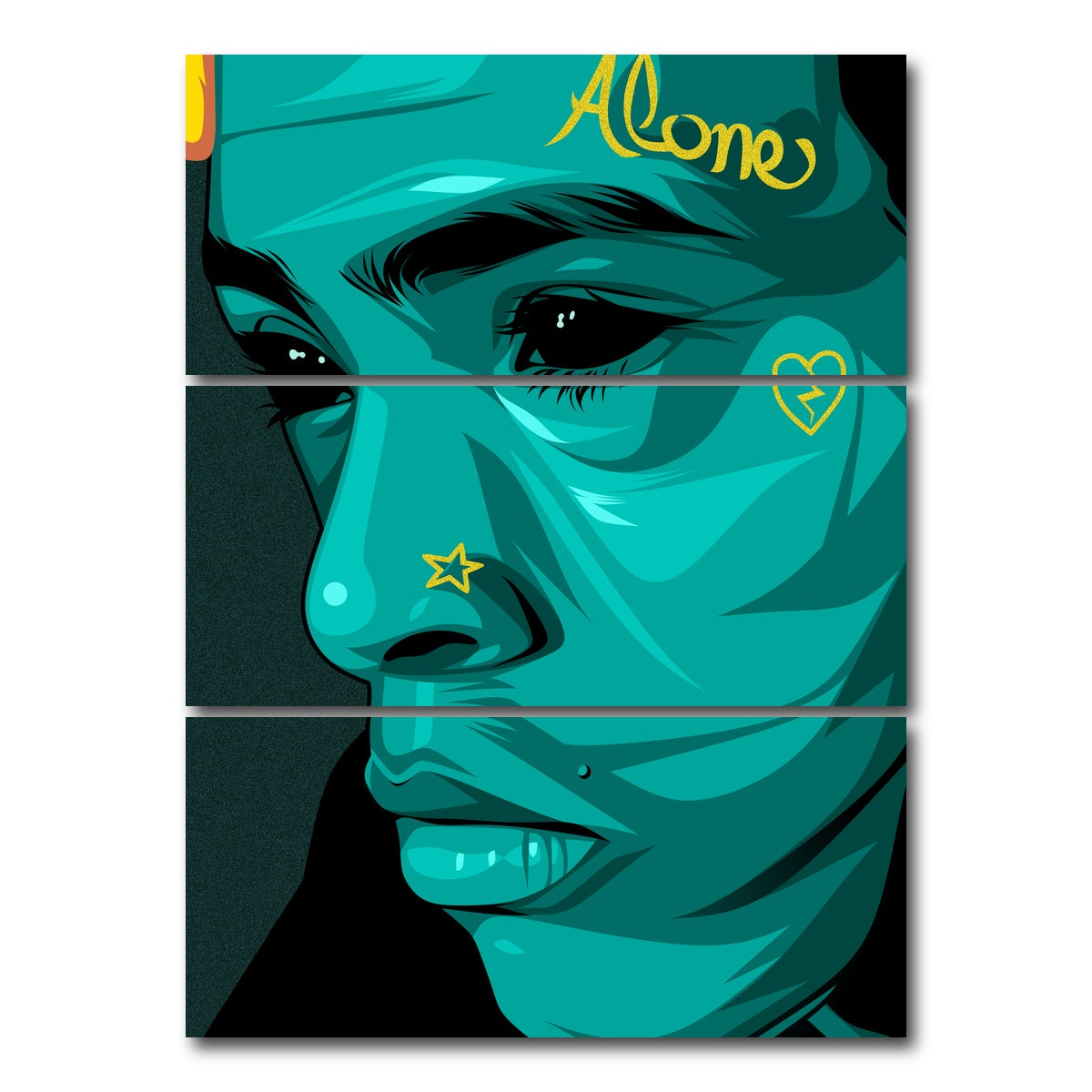 AUTO-MOCKUP WHITE | XXXTentacion Landscape | 3 Piece | Gallery Wrap Canvas | group=8x18_stacked