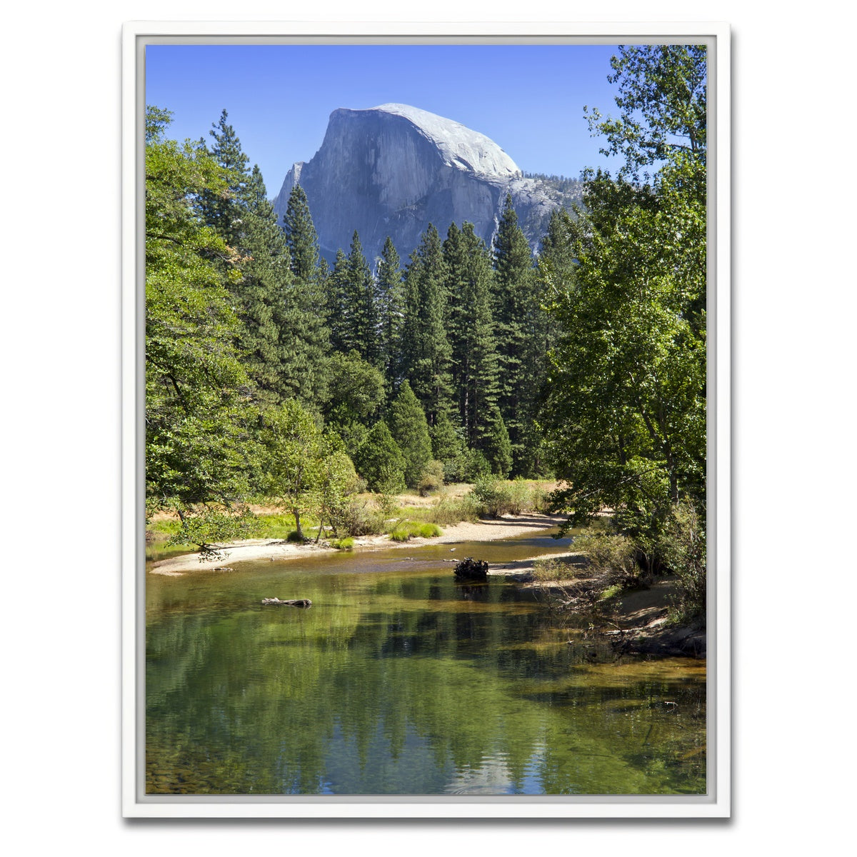 AUTO-MOCKUP WHITE | YOSEMITE VALLEY Half Dome & River of Mercy | 1 Piece | White Framed Canvas | group=3x4