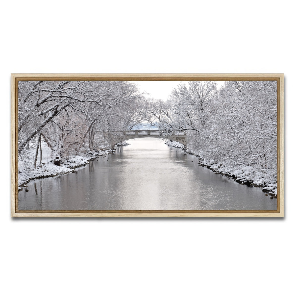 AUTO-MOCKUP WHITE | Yahara River in Madison Winter | 1 Piece | Natural Framed Canvas | group=2x1