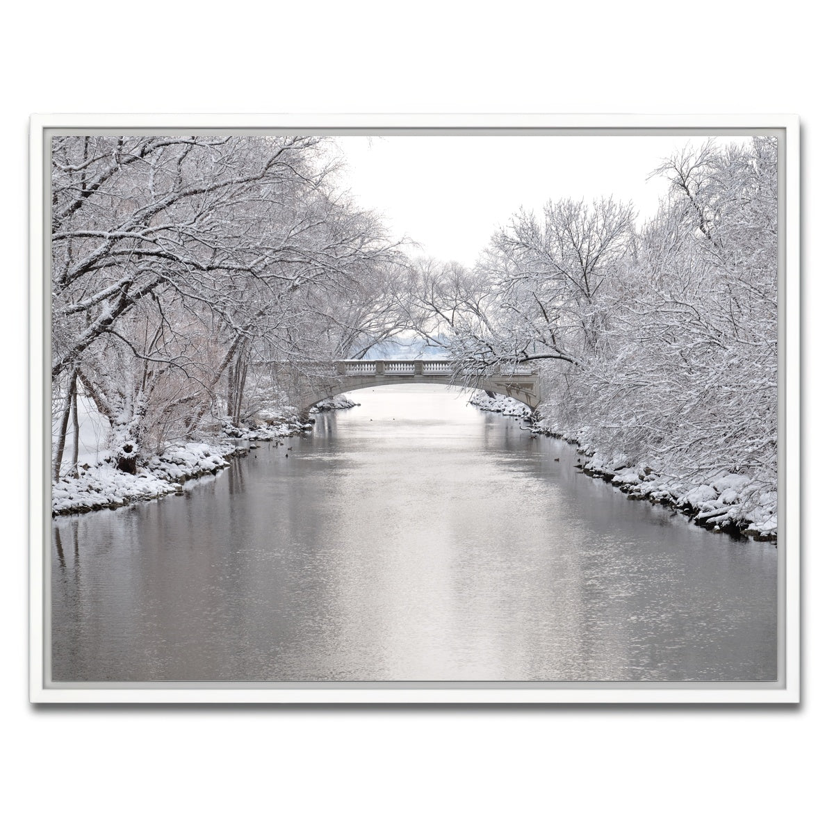 AUTO-MOCKUP WHITE | Yahara River in Madison Winter | 1 Piece | White Framed Canvas | group=4x3