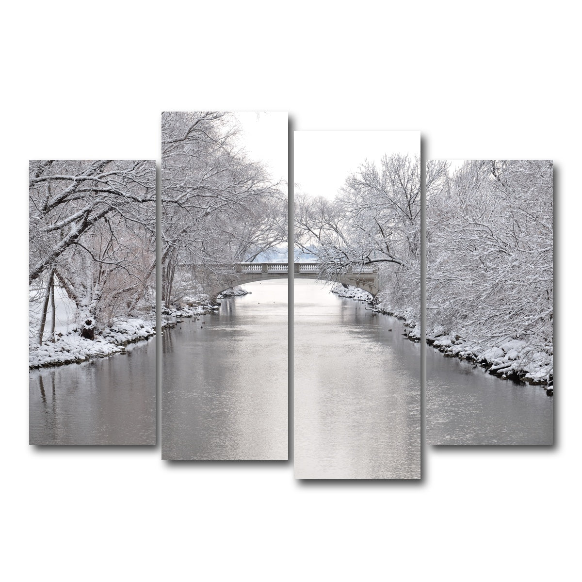 AUTO-MOCKUP WHITE | Yahara River in Madison Winter | 4 Piece | Gallery Wrap Canvas | group=4_normal