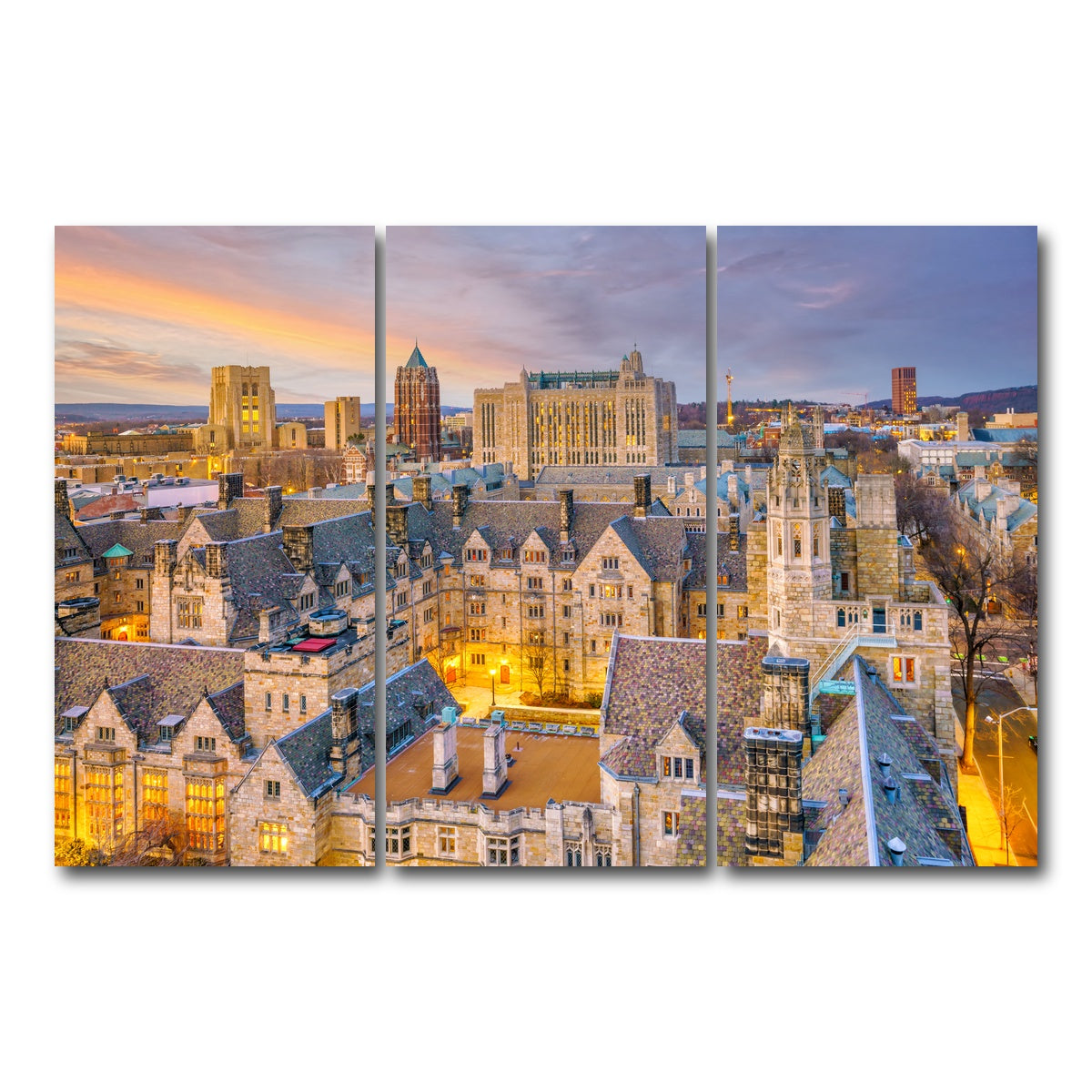 AUTO-MOCKUP WHITE | Yale University Campus - New Haven | 3 Piece | Gallery Wrap Canvas | group=12x24