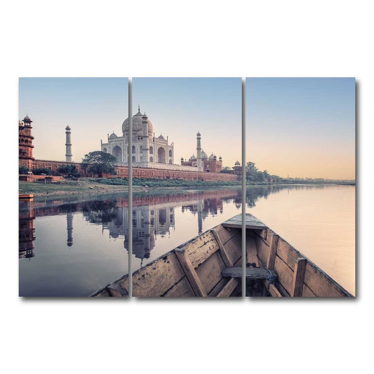 AUTO-MOCKUP WHITE | Yamuna River | 3 Piece | Gallery Wrap Canvas | group=12x24