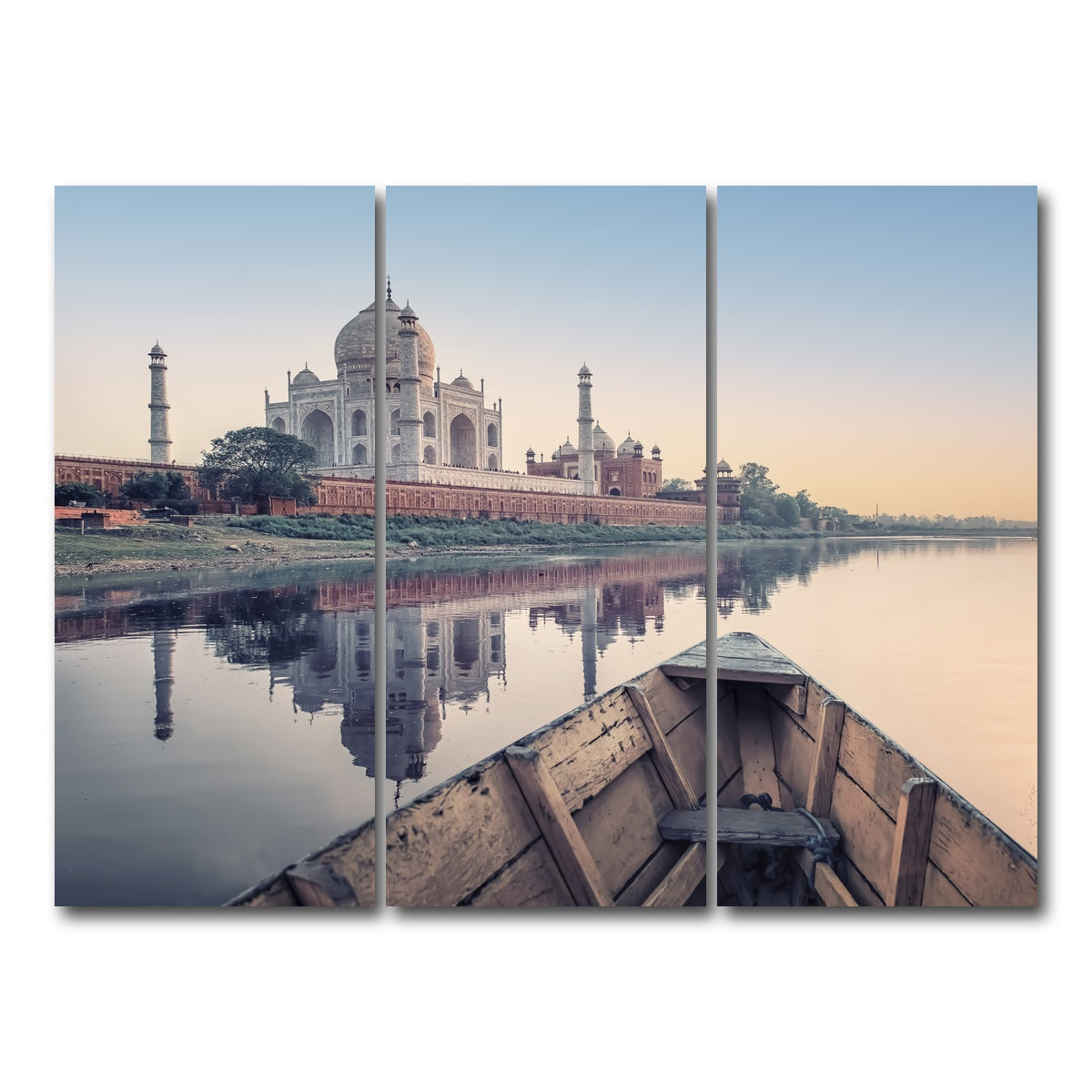 AUTO-MOCKUP WHITE | Yamuna River | 3 Piece | Gallery Wrap Canvas | group=8x18